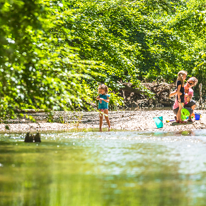 water and people at Flowing Well Park