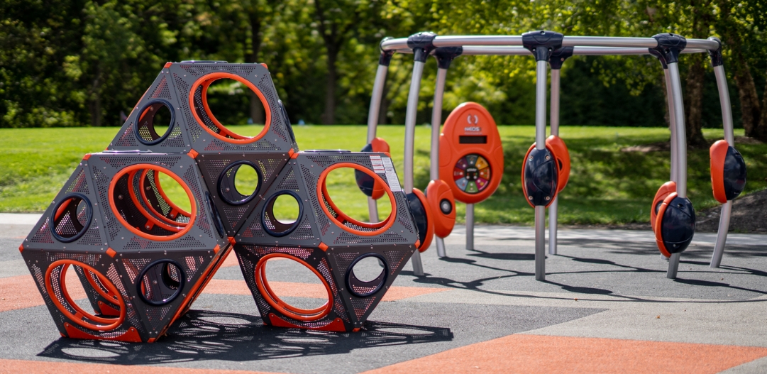 Newly Reimagined River Heritage Park features a new spongy playground surface, accessible play equipment and sensory friendly play activities.