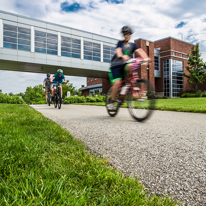 bicycling on the Monon Greenway by the Monon Community Center