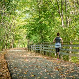 Woman running on the monon greenway