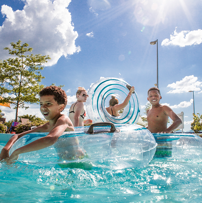 Families enjoyed time in tubes on the Lazy River.