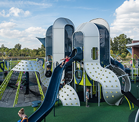 Playground and slide at Westermeier Commons park in Carmel