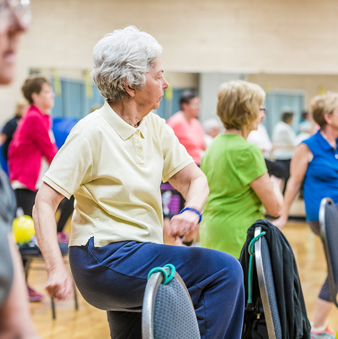 Women in a silversneakers class at the Monon Community Center in Carmel