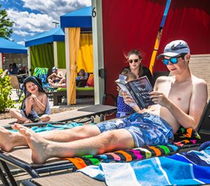 relaxing in a cabana