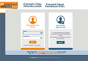 Screenshot of the EZChildTrack Login Page