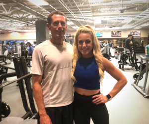 Marcus and Lindy Fischer in the Fitness Center at the Monon Community Center