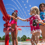 Children playing at Inlow Park splash pad