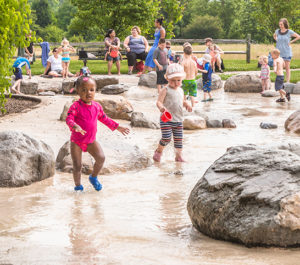 Children playing at West Park splash pad