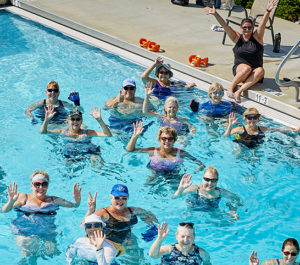 Laura Seagrave and her aqua fitness students