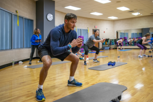 Mitch Vanderhagen in Group Fitness Class at the Monon Community Center