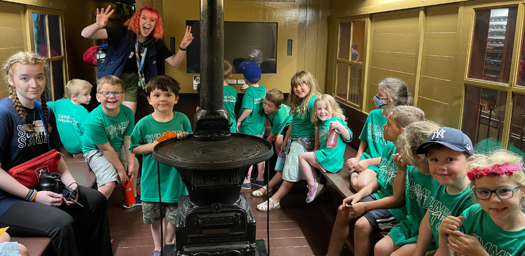 A group of campers on a field trip