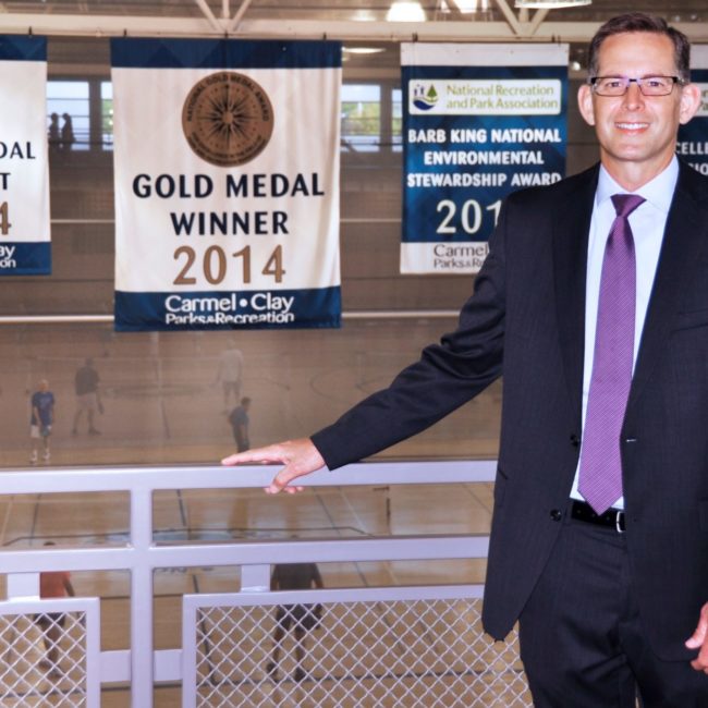 Michael by the awards banner