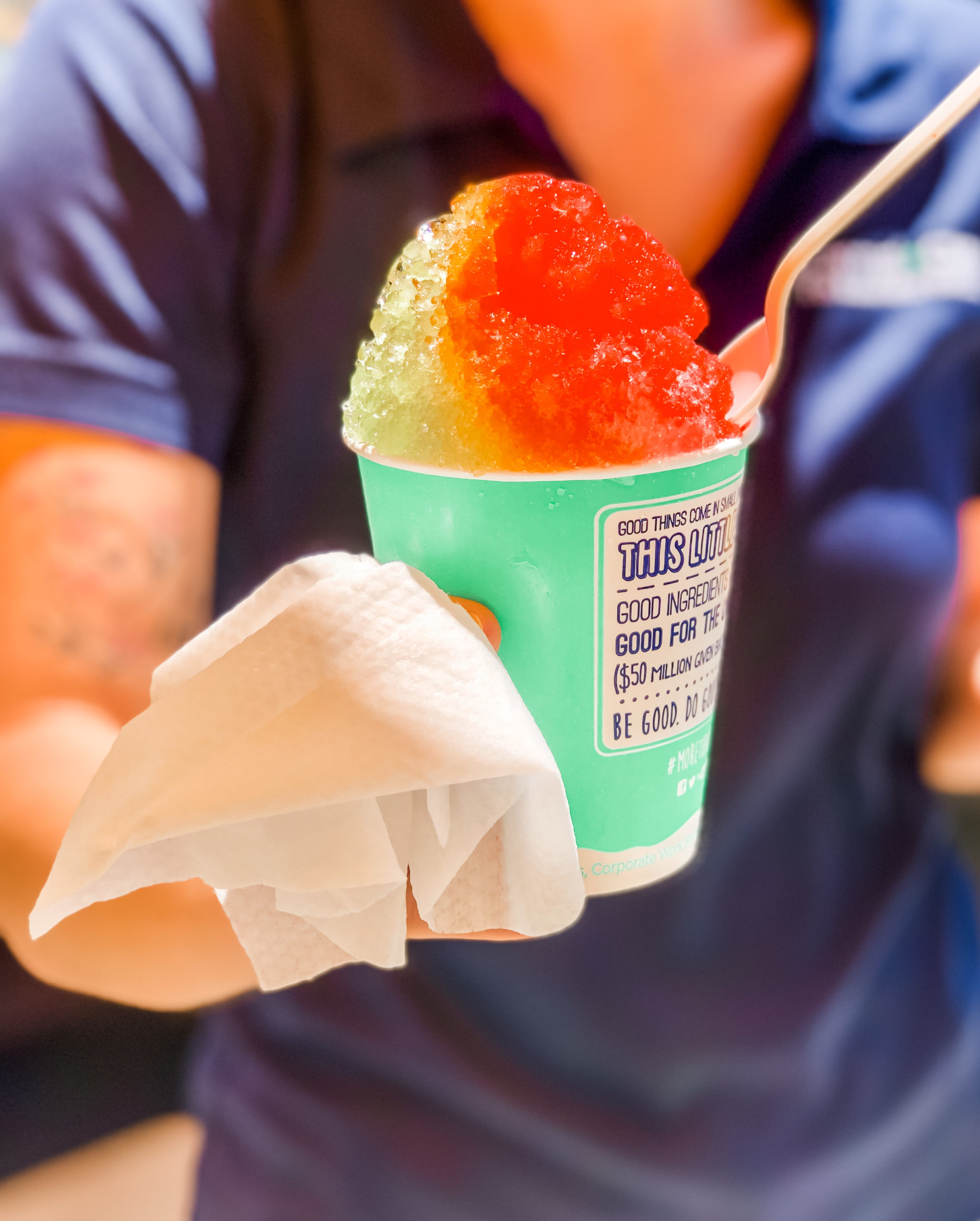 Kona Ice Snow Cone, Red and Orange