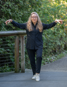 Tai Chi Instructor Ingrid shows off a movement and form.