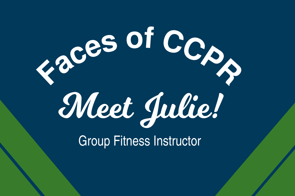 Meet Julie- Group Fitness Instructor (text graphic)