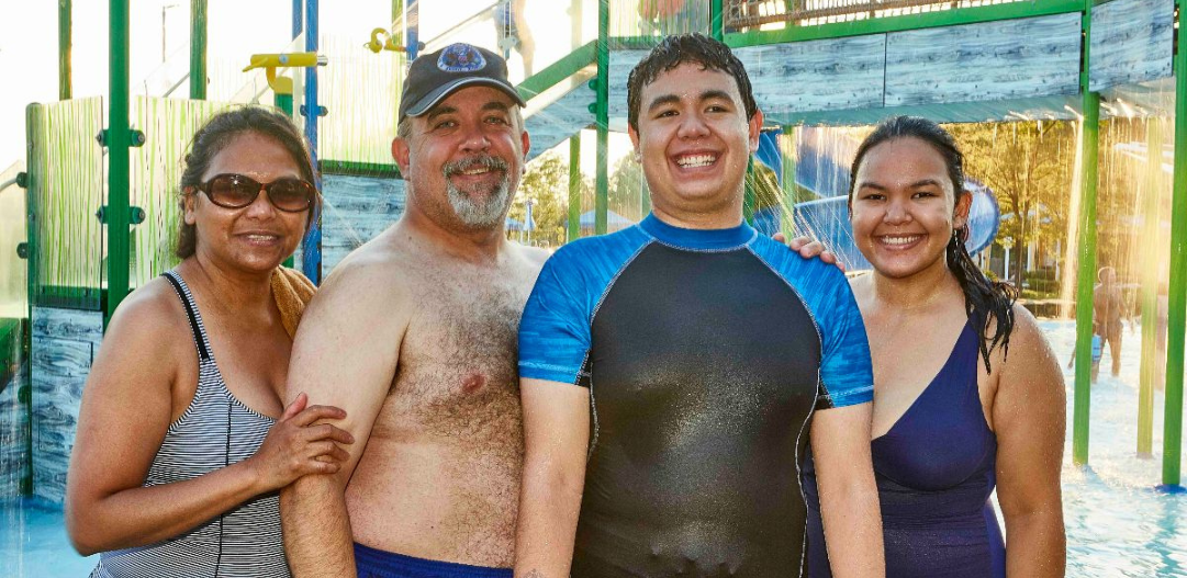 Family enjoys sensory friendly swim time at The Waterpark.