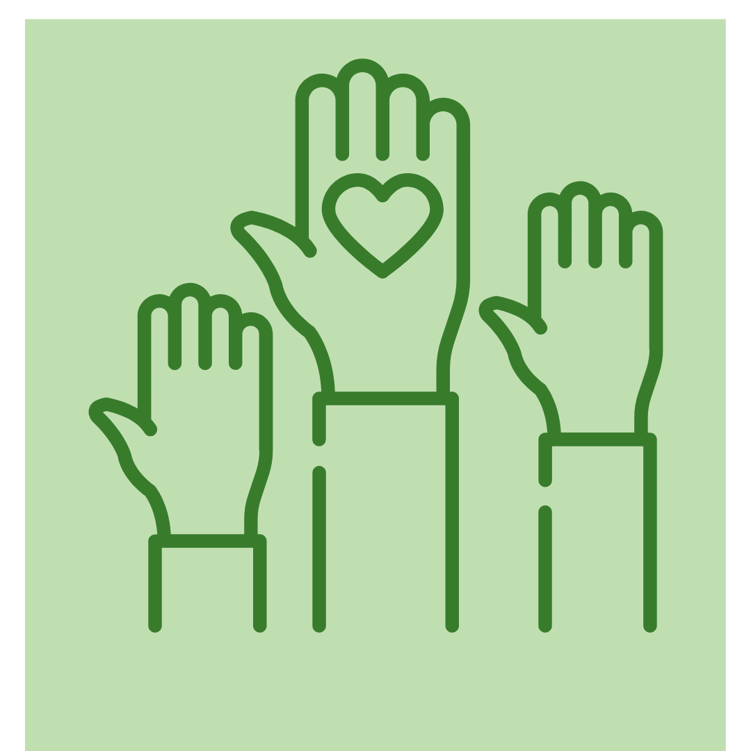 Help Icon. Three hands raised offering support.